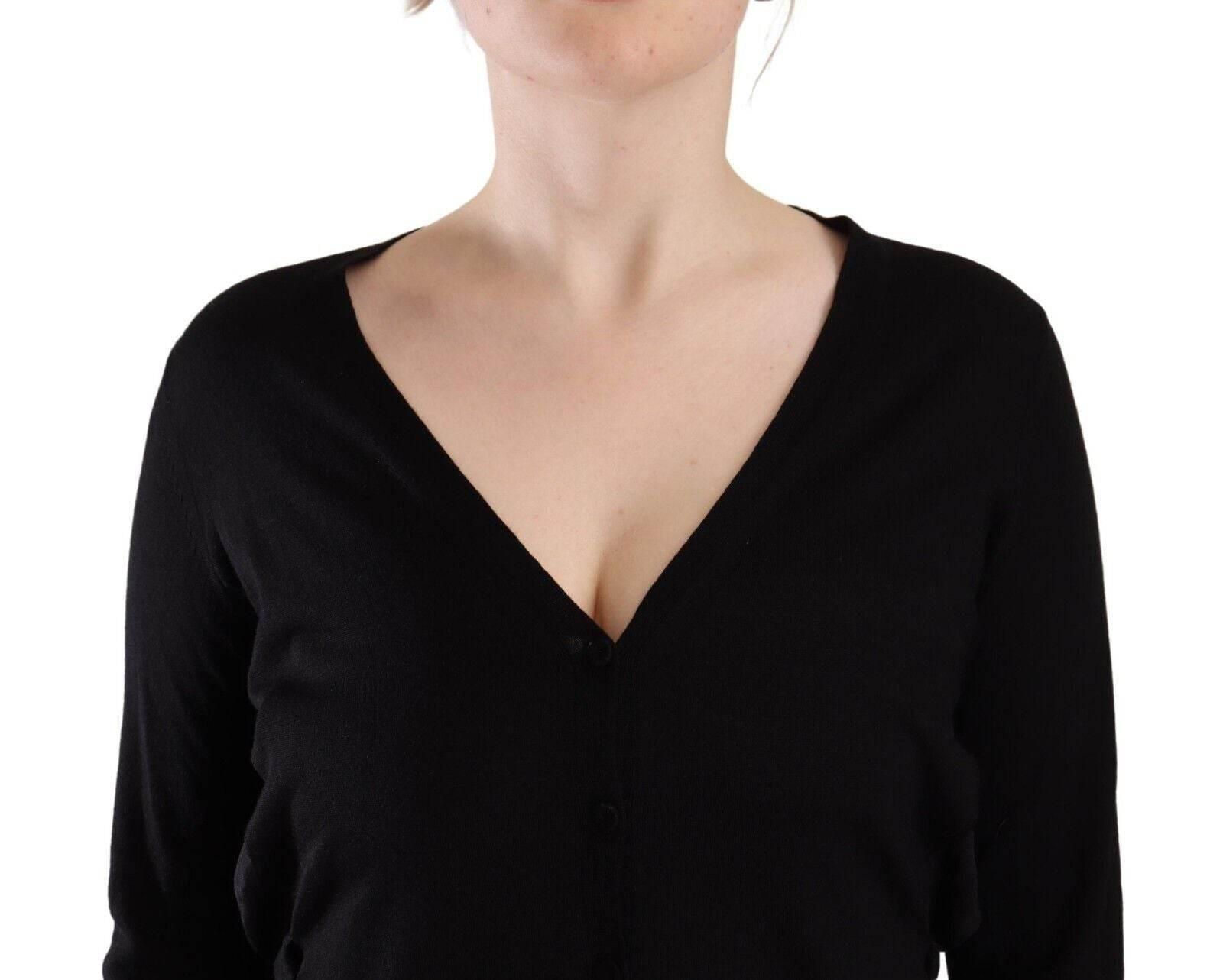 Dolce & Gabbana Black Wool V-neck Long Sleeves Pullover Top - Hilstor