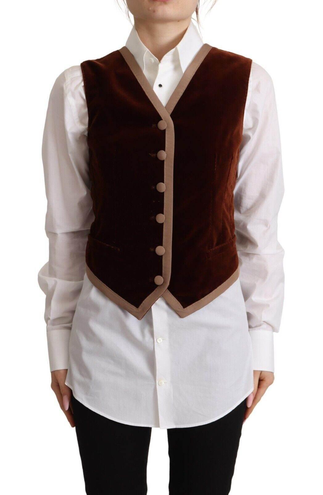 Dolce & Gabbana Elegant Bordeaux Velvet Sleeveless Top - Hilstor
