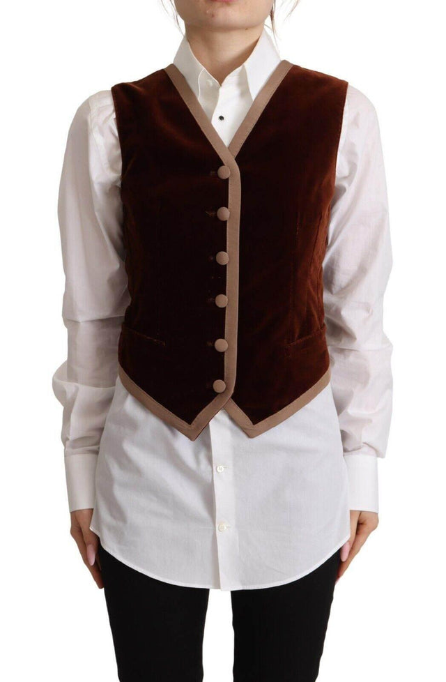 Dolce & Gabbana Elegant Bordeaux Velvet Sleeveless Top - Hilstor