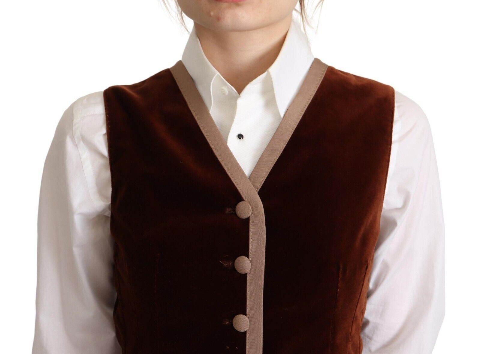 Dolce & Gabbana Elegant Bordeaux Velvet Sleeveless Top - Hilstor