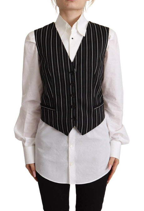Dolce & Gabbana Elegant V-Neck Sleeveless Wool-Blend Vest - Hilstor