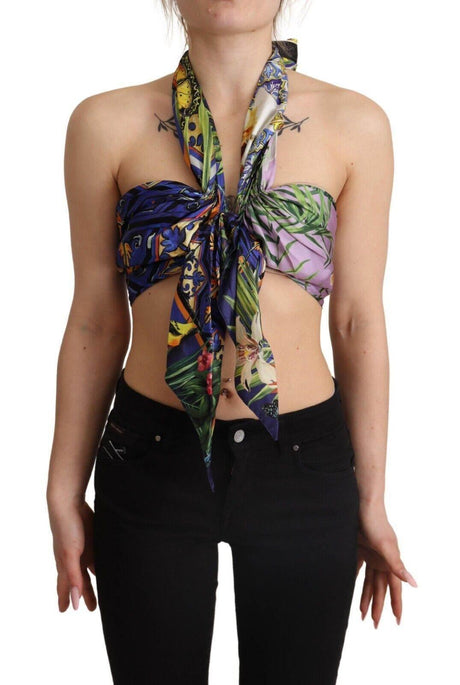 Dolce & Gabbana Sumptuous Silk Halter Cropped Top - Multicolor - Hilstor