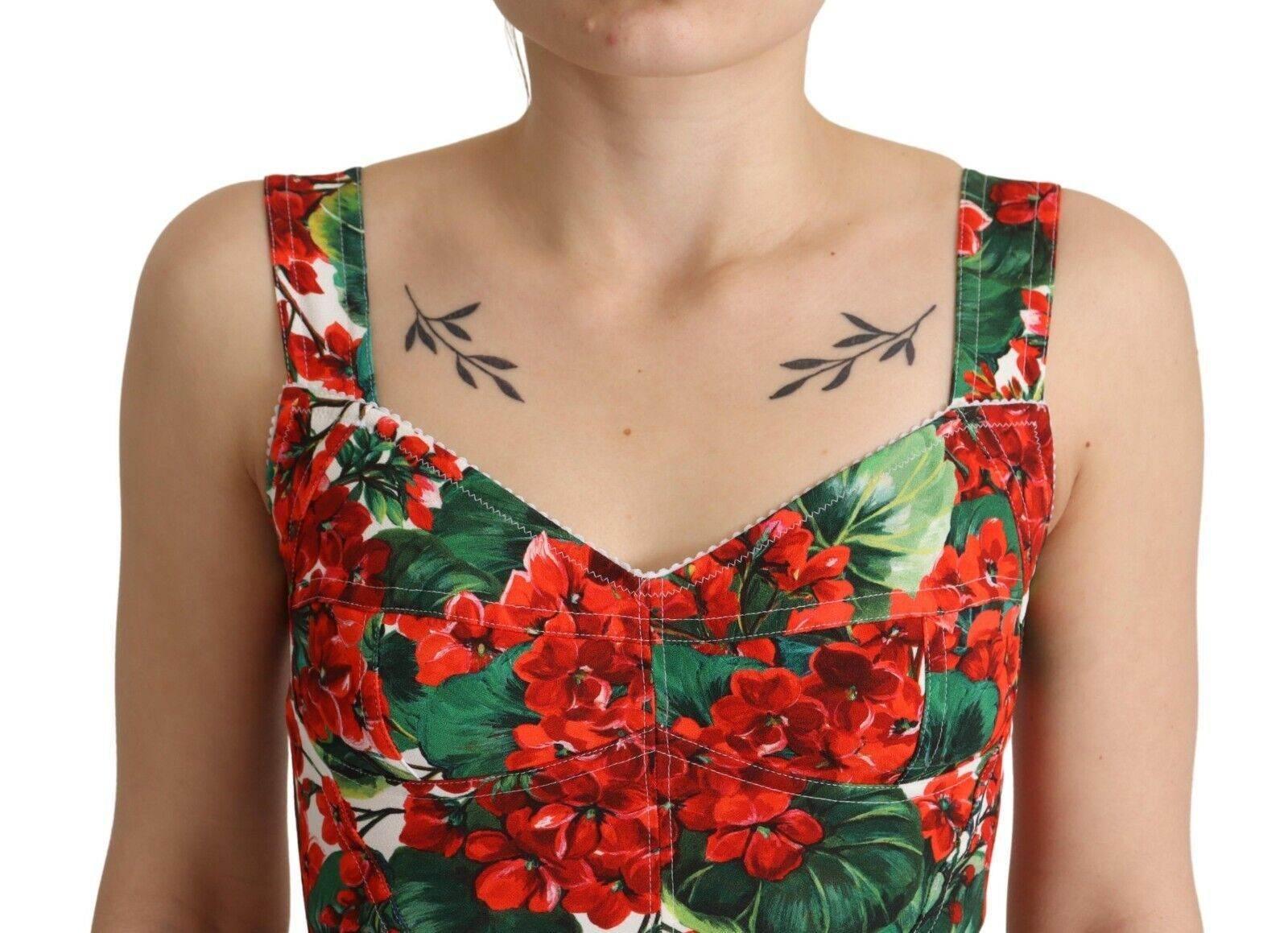 Dolce & Gabbana Elegant Red Cropped Top with Geranium Print - Hilstor