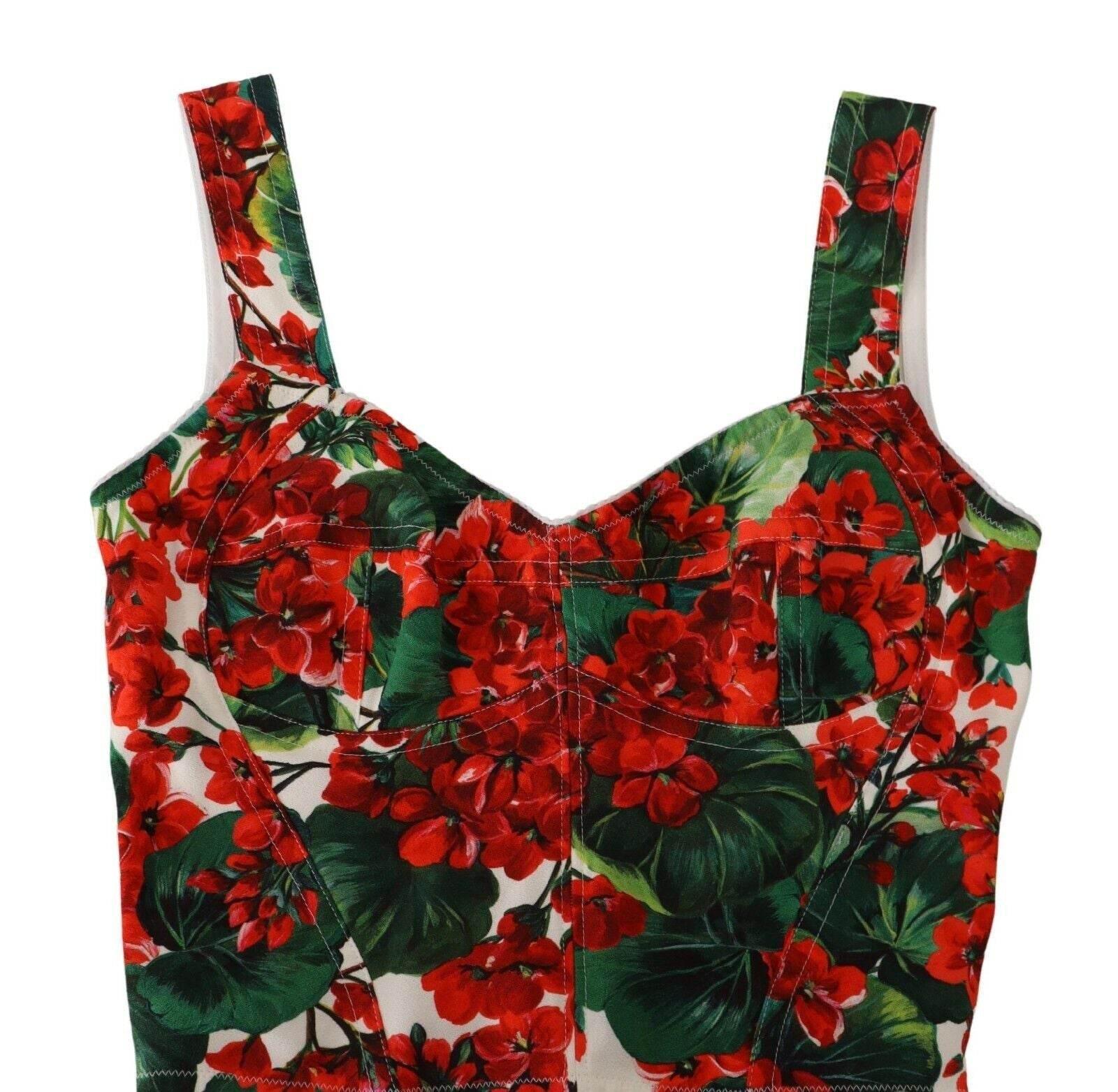 Dolce & Gabbana Elegant Red Cropped Top with Geranium Print - Hilstor