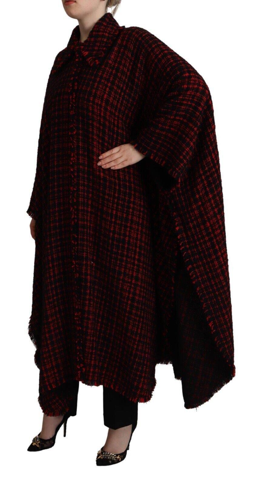 Dolce & Gabbana Black Red Cotton Checkered Over Coat Jacket - Hilstor