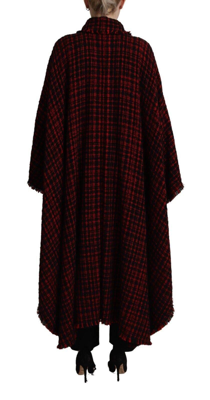 Dolce & Gabbana Black Red Cotton Checkered Over Coat Jacket - Hilstor