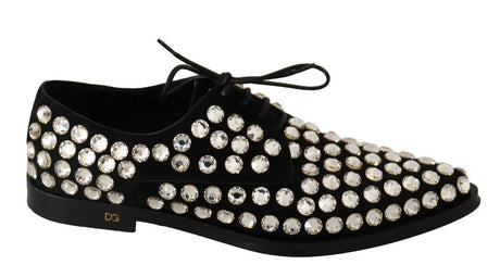Dolce & Gabbana Elegant Crystal-Embellished Lace-Up Flats - Hilstor