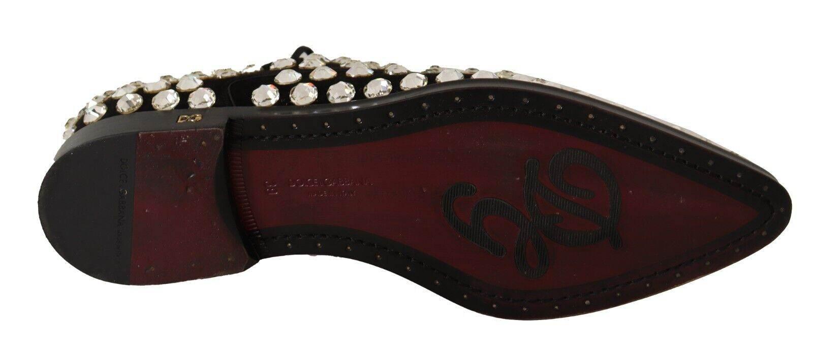 Dolce & Gabbana Elegant Crystal-Embellished Lace-Up Flats - Hilstor