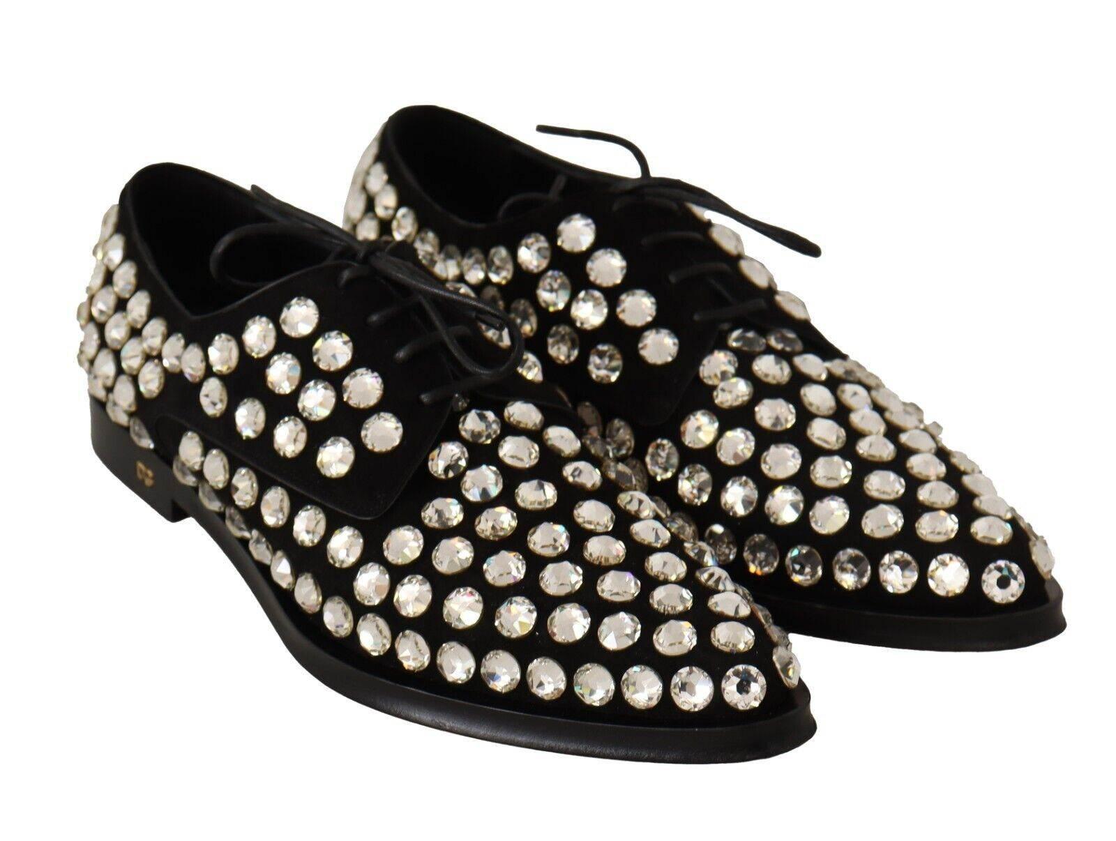 Dolce & Gabbana Elegant Crystal-Embellished Lace-Up Flats - Hilstor