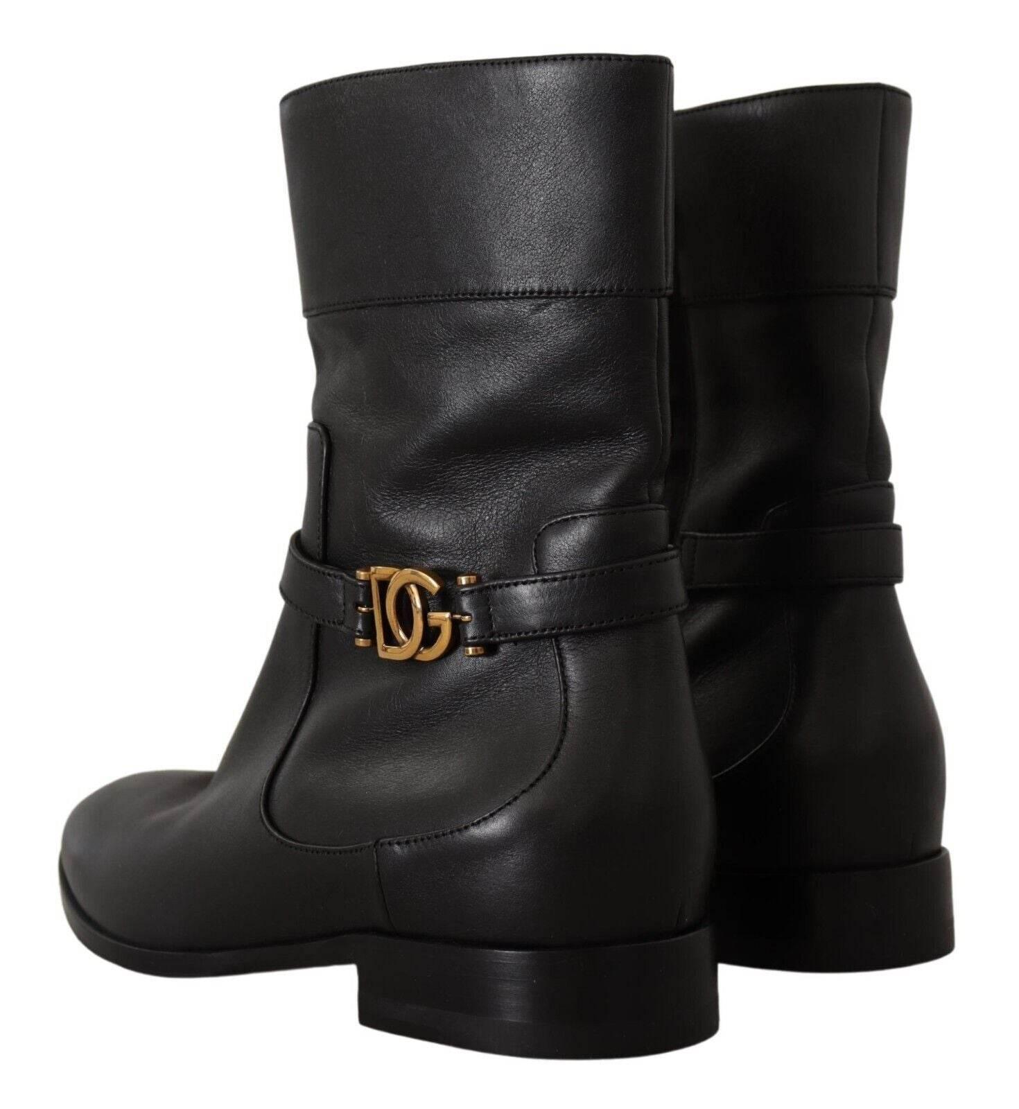 Dolce & Gabbana Elegant Leather Biker Boots - Hilstor