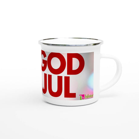 White 12oz Enamel Mug God jul - Hilstor