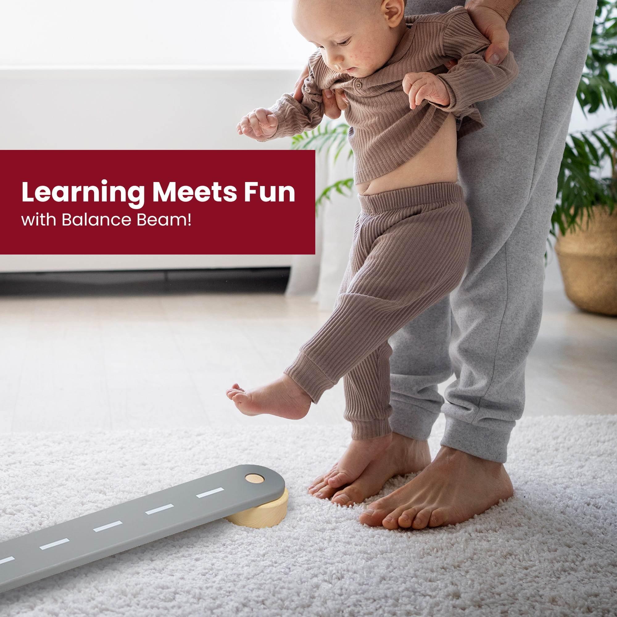 MeowBaby® Wooden Balance Beam – 4 Elements, Educational Sensory Path for Kids, Made in Europe - Hilstor