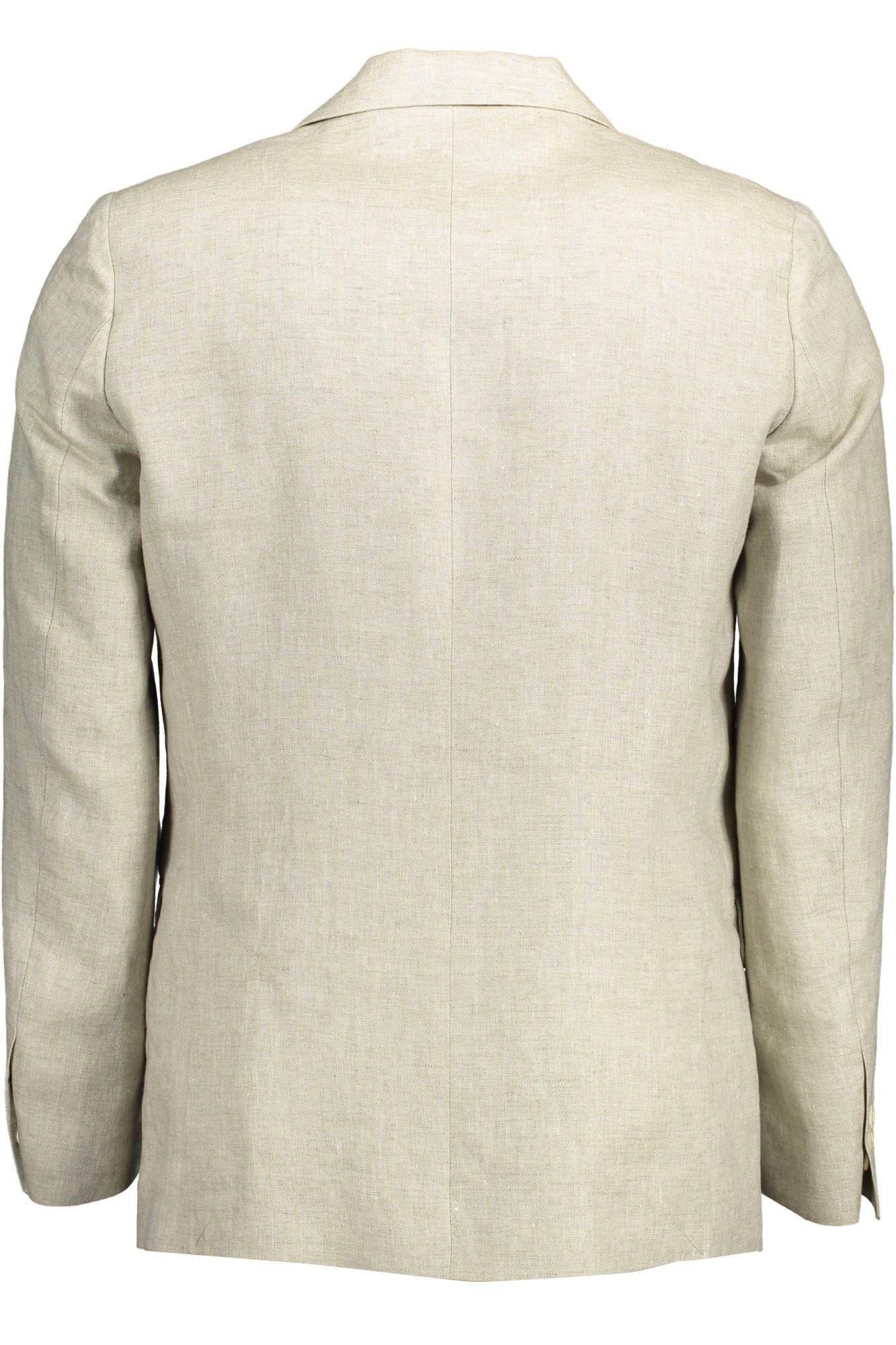 Gant Beige Linen Classic Jacket with Logo Detailing - Hilstor