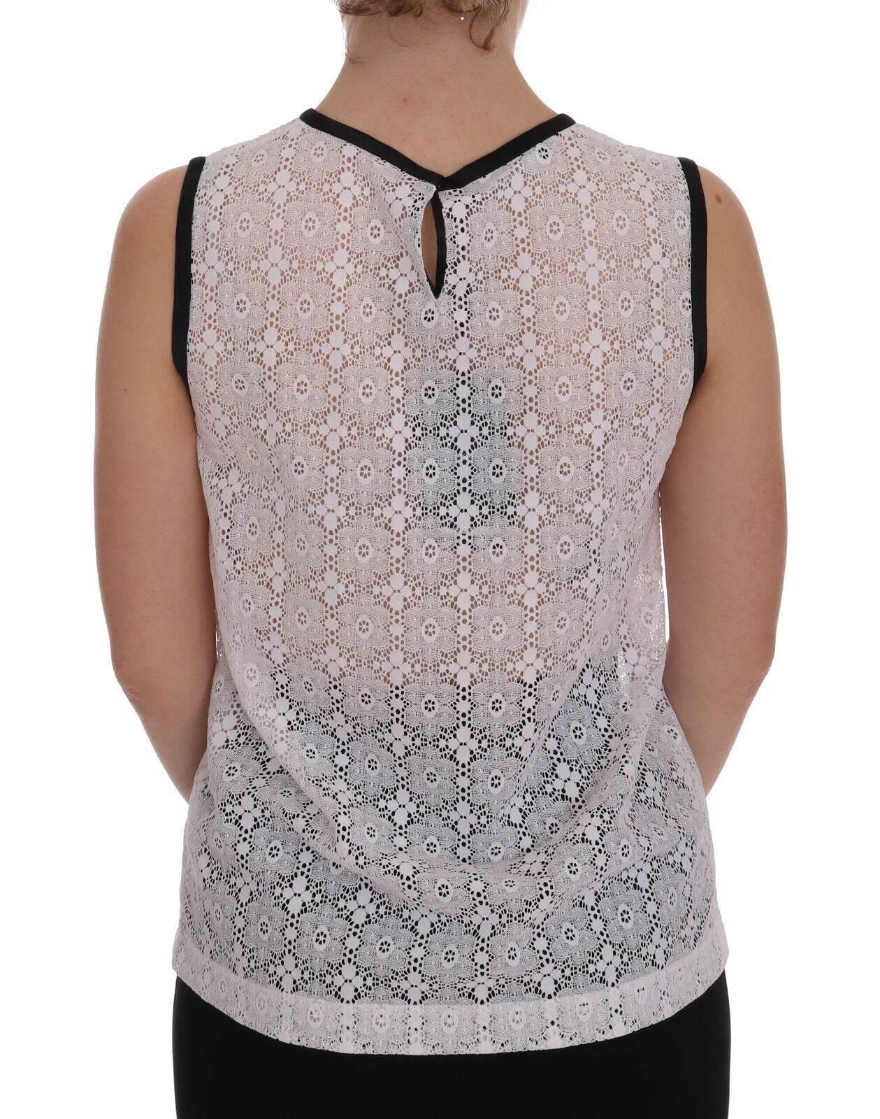 Dolce & Gabbana White Lace Floral Nylon Tank T-shirt - Hilstor