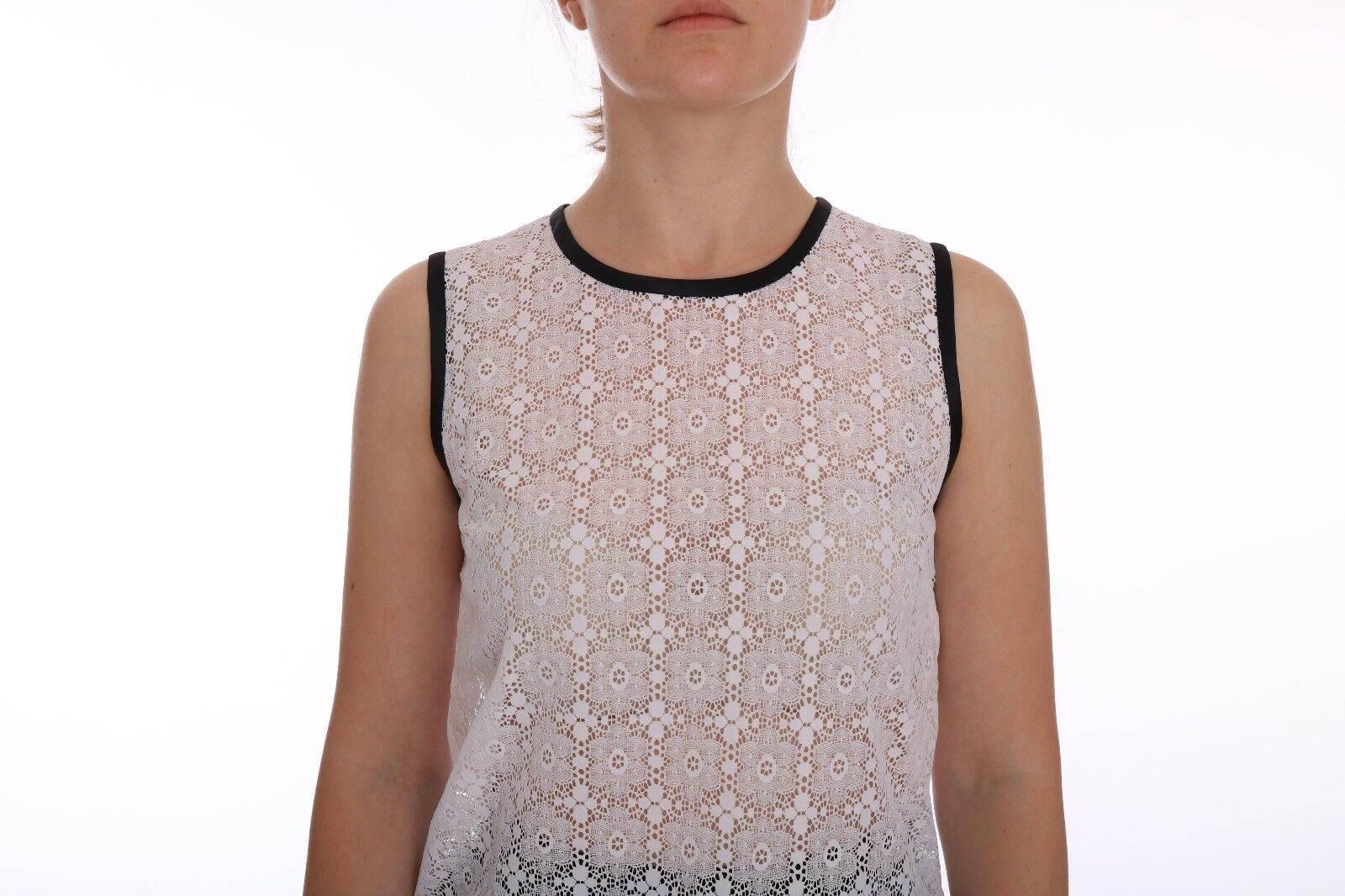Dolce & Gabbana White Lace Floral Nylon Tank T-shirt - Hilstor