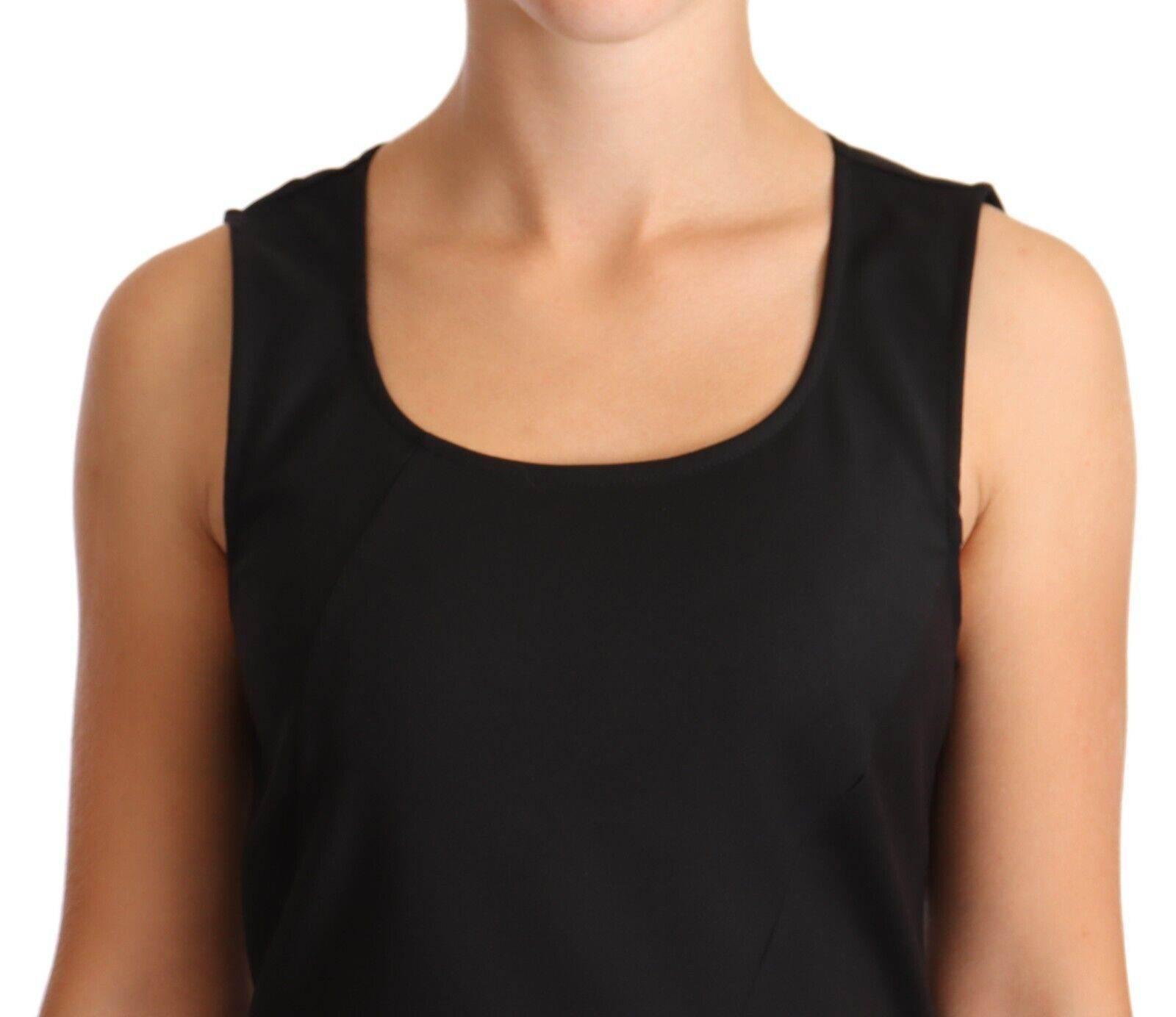 Patrizia Pepe Black Cotton Blend Sleeveless Knee Length Sheath Dress - Hilstor