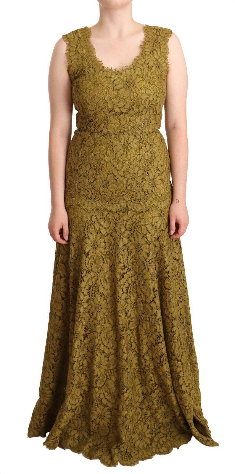 Dolce & Gabbana Brown Floral Lace Maxi Floor Length Dress - Hilstor