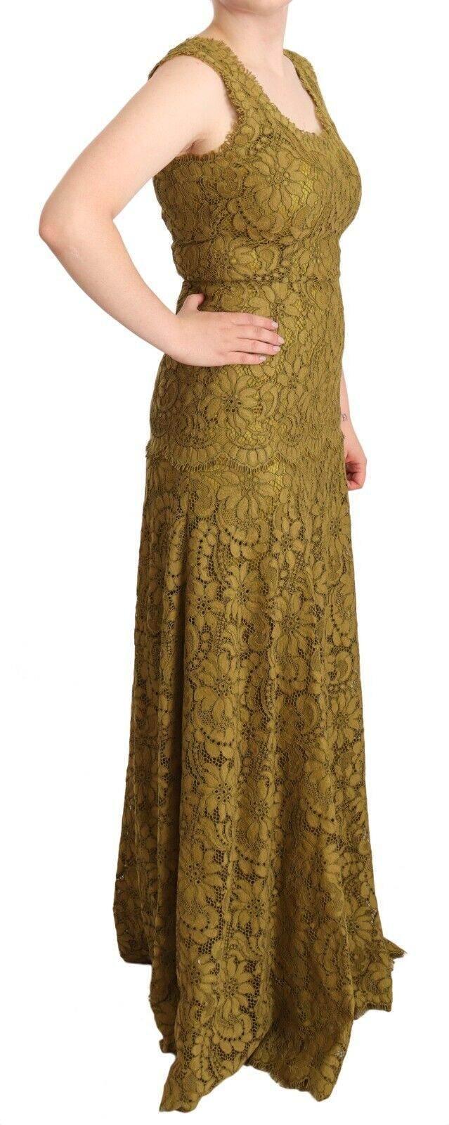 Dolce & Gabbana Brown Floral Lace Maxi Floor Length Dress - Hilstor