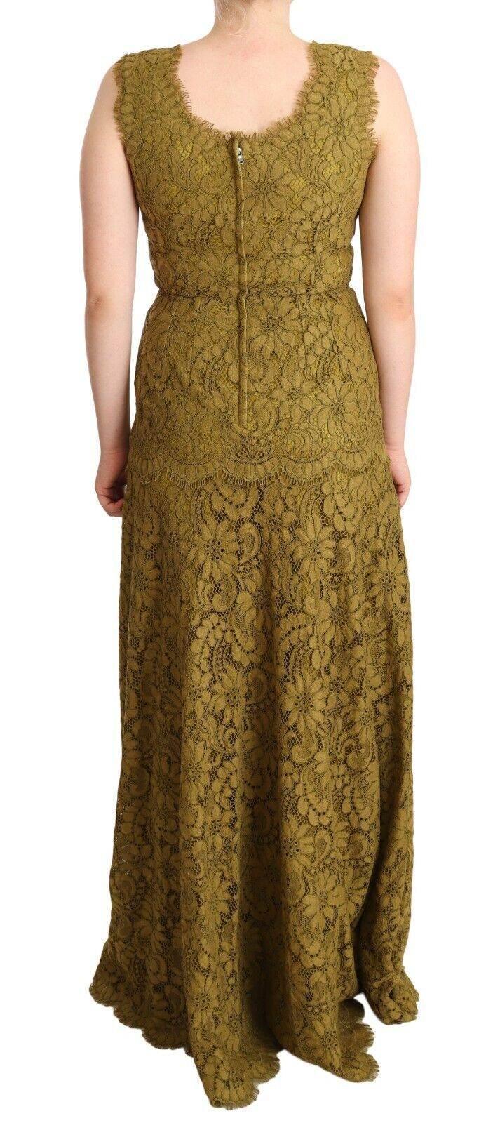 Dolce & Gabbana Brown Floral Lace Maxi Floor Length Dress - Hilstor
