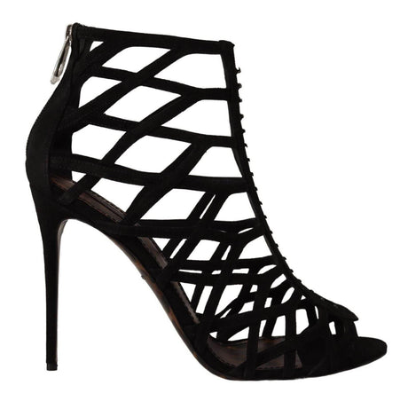 Dolce & Gabbana Black Suede Stiletto Heels Bette Sandals Shoes - Hilstor