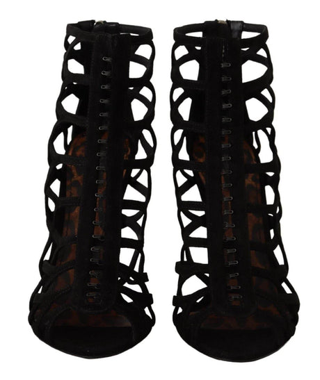 Dolce & Gabbana Black Suede Stiletto Heels Bette Sandals Shoes - Hilstor