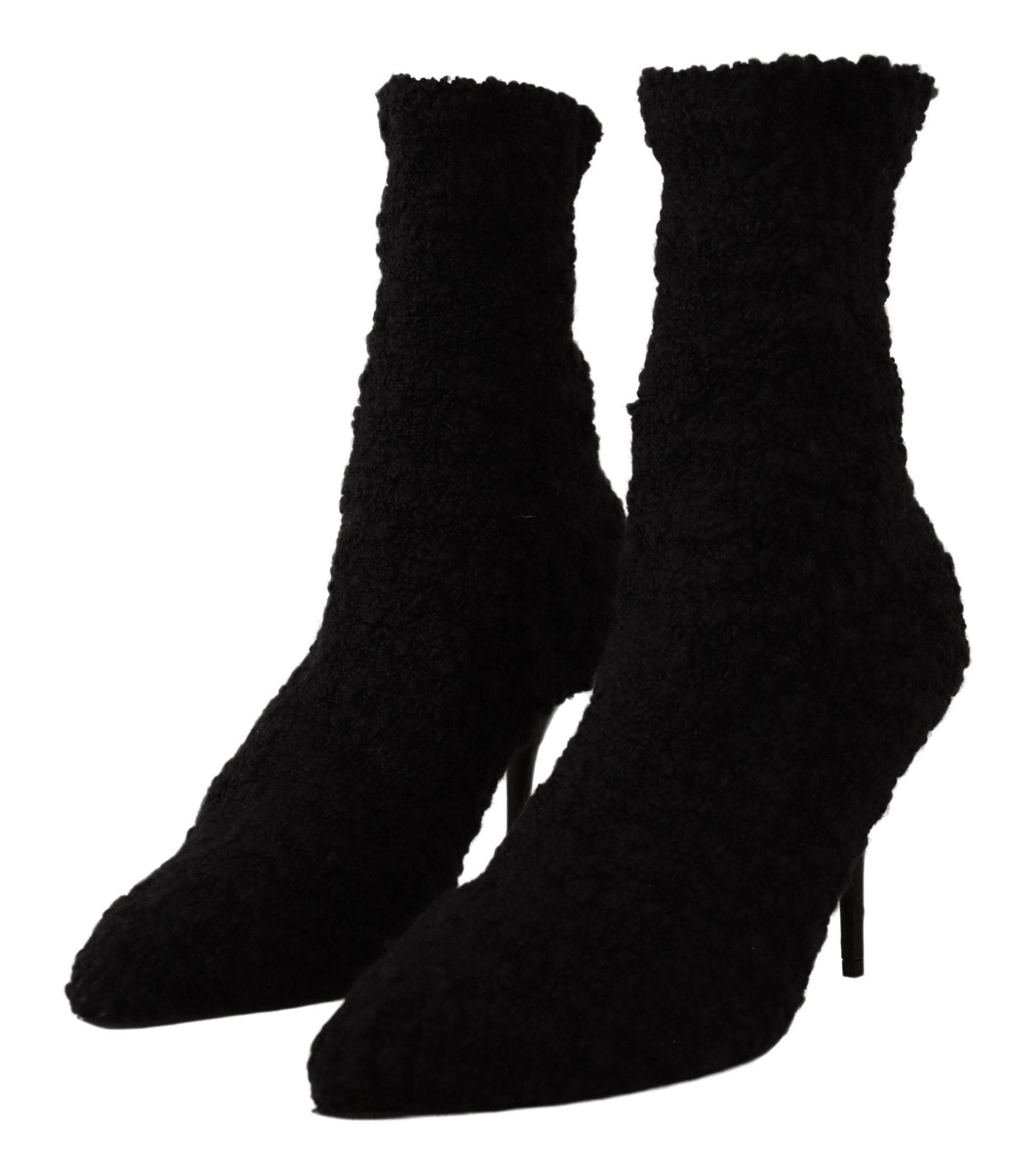 Dolce & Gabbana Elegant Black Mid-Calf Viscose Boots - Hilstor