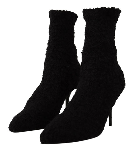 Dolce & Gabbana Elegant Black Mid-Calf Viscose Boots - Hilstor