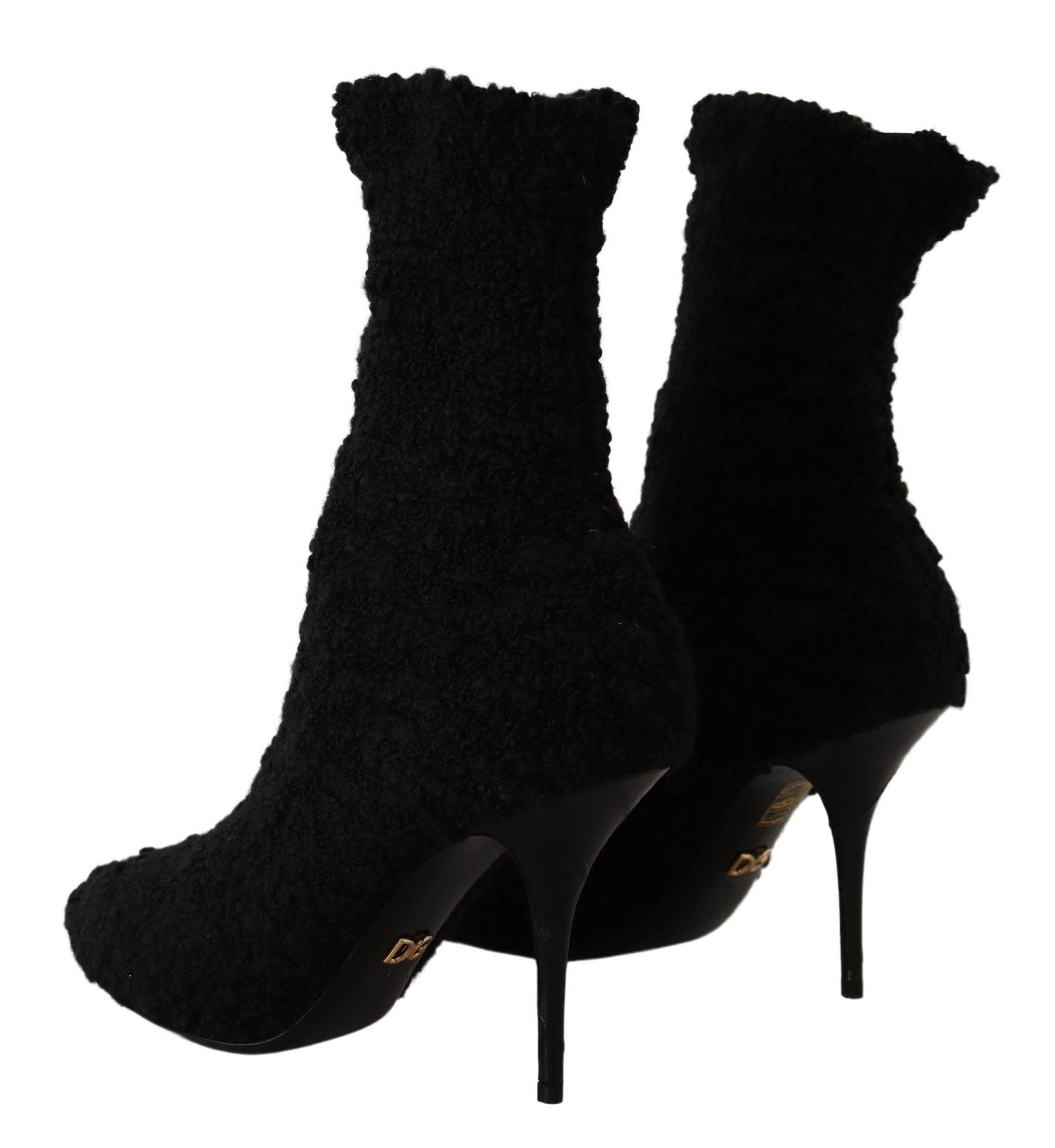 Dolce & Gabbana Elegant Black Mid-Calf Viscose Boots - Hilstor