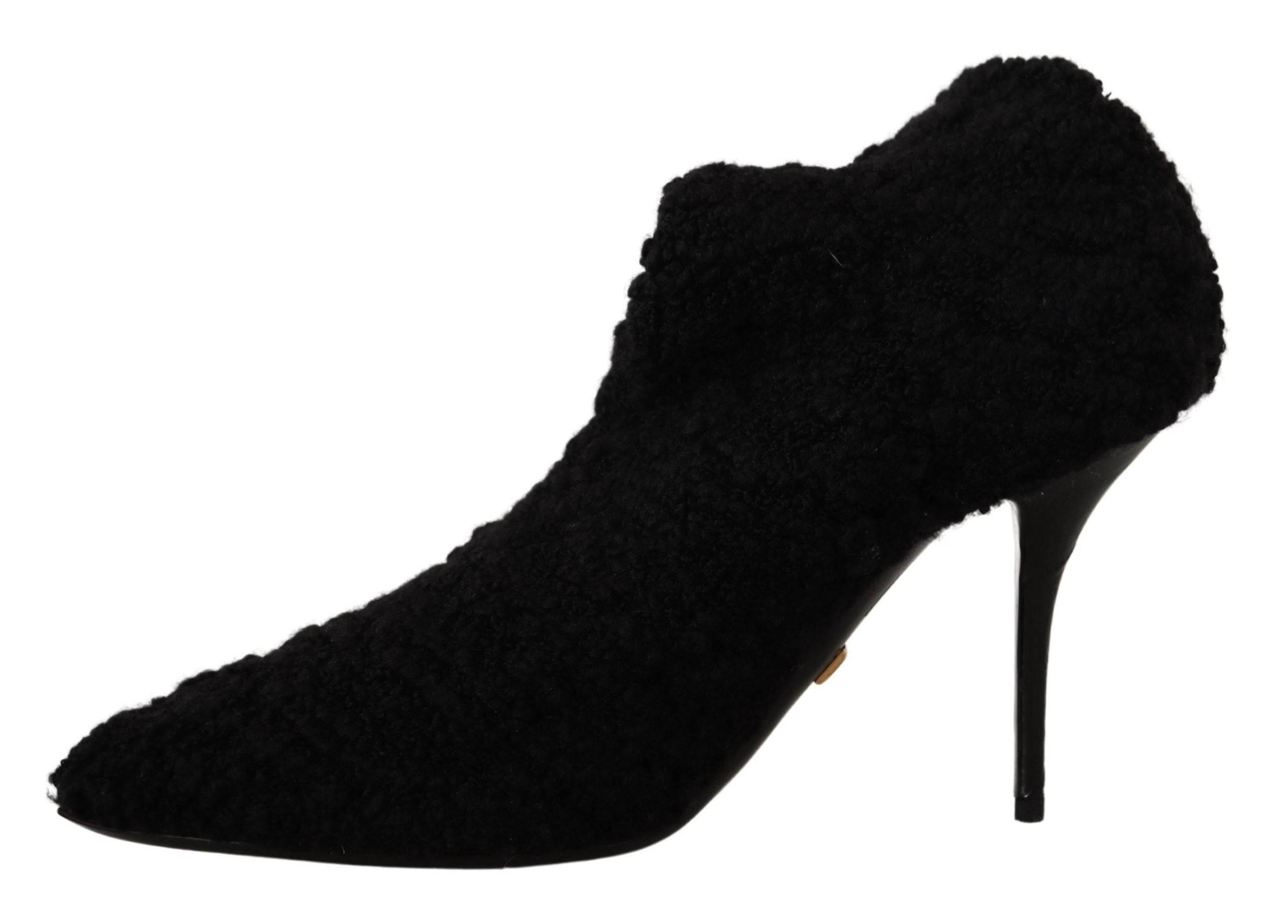 Dolce & Gabbana Elegant Black Mid-Calf Viscose Boots - Hilstor