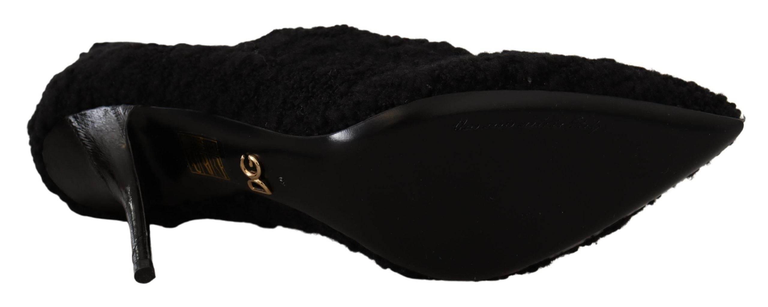 Dolce & Gabbana Elegant Black Mid-Calf Viscose Boots - Hilstor