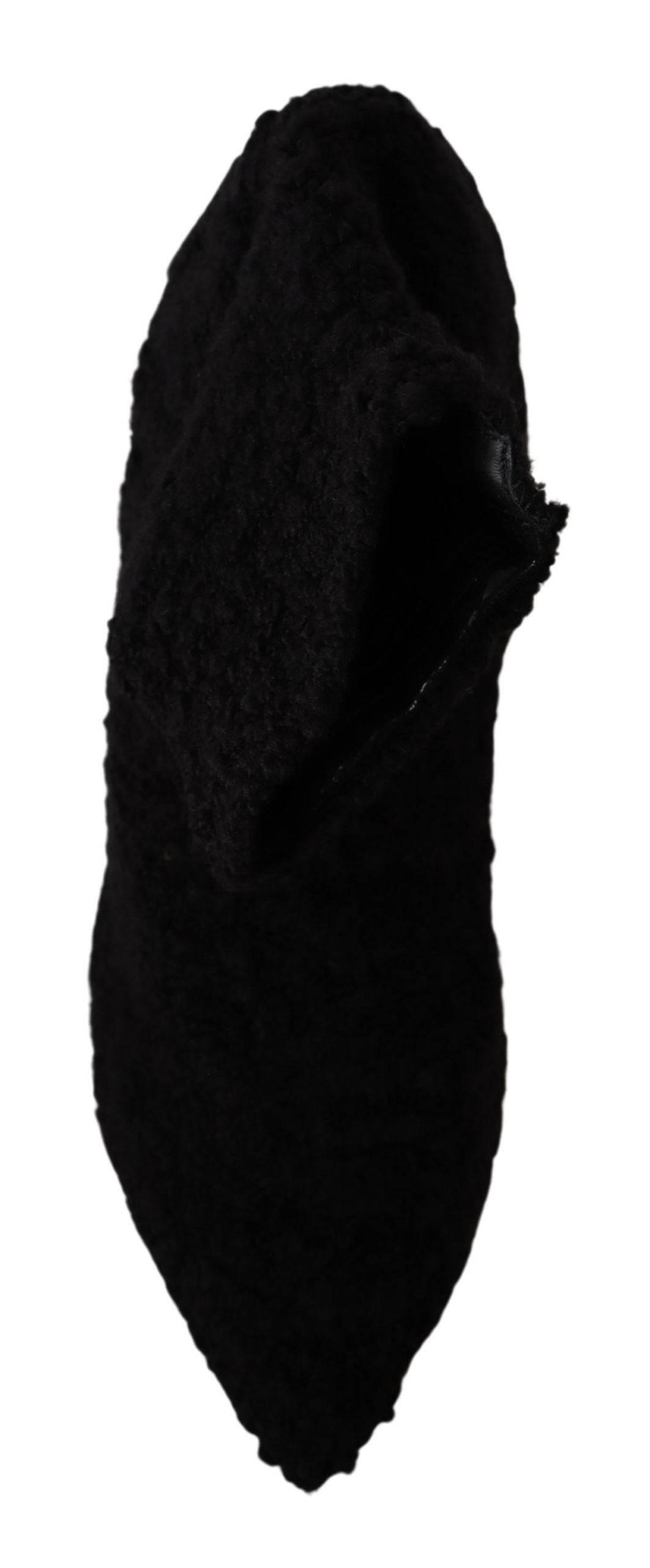 Dolce & Gabbana Elegant Black Mid-Calf Viscose Boots - Hilstor