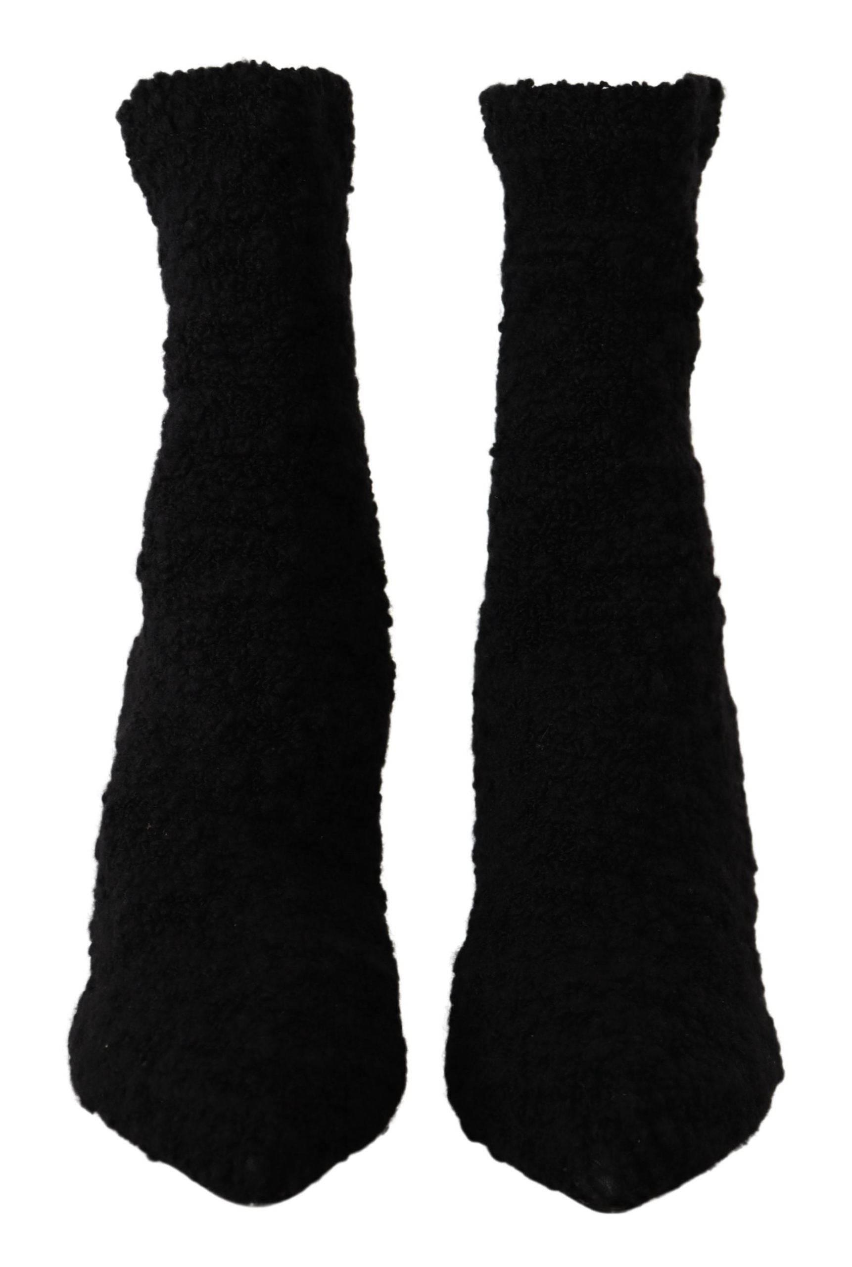Dolce & Gabbana Elegant Black Mid-Calf Viscose Boots - Hilstor