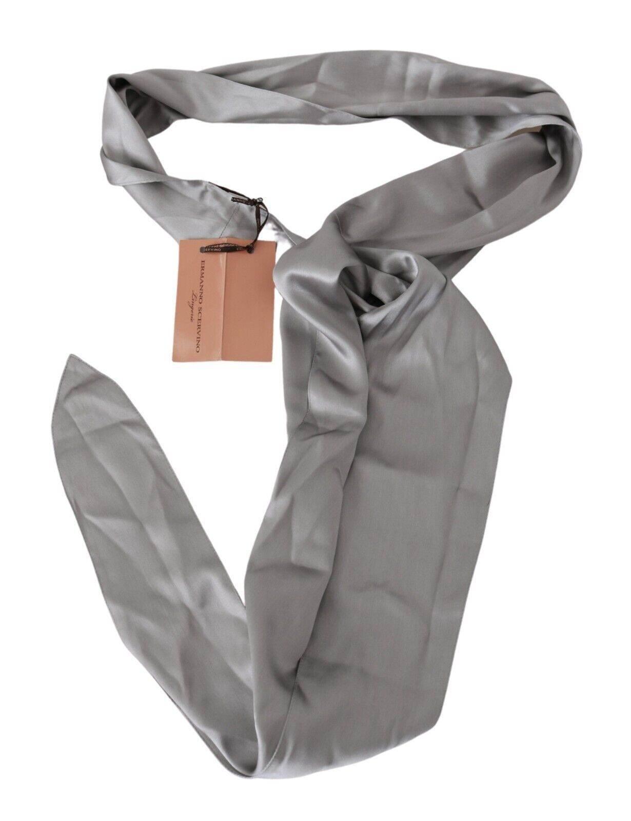 Ermanno Scervino Sleek Silver Silk Neck Scarf for Men - Hilstor