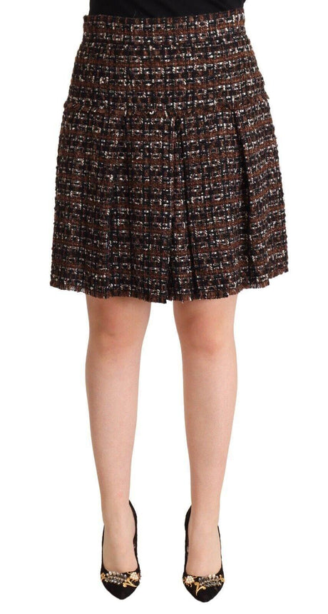 Dolce & Gabbana Chic Brown A-line Pleated Mini Skirt - Hilstor
