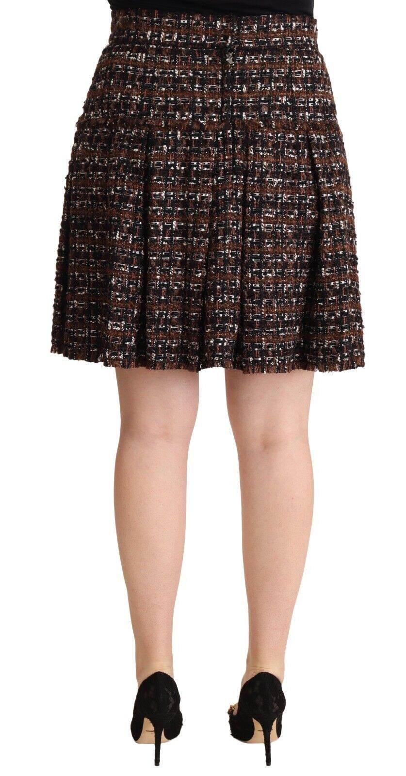Dolce & Gabbana Chic Brown A-line Pleated Mini Skirt - Hilstor