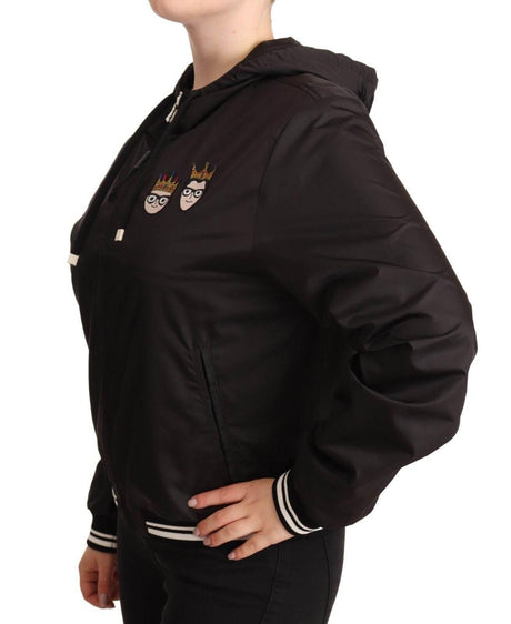 Dolce & Gabbana Black Polyester Hooded Bomber Full Zip Jacket - Hilstor