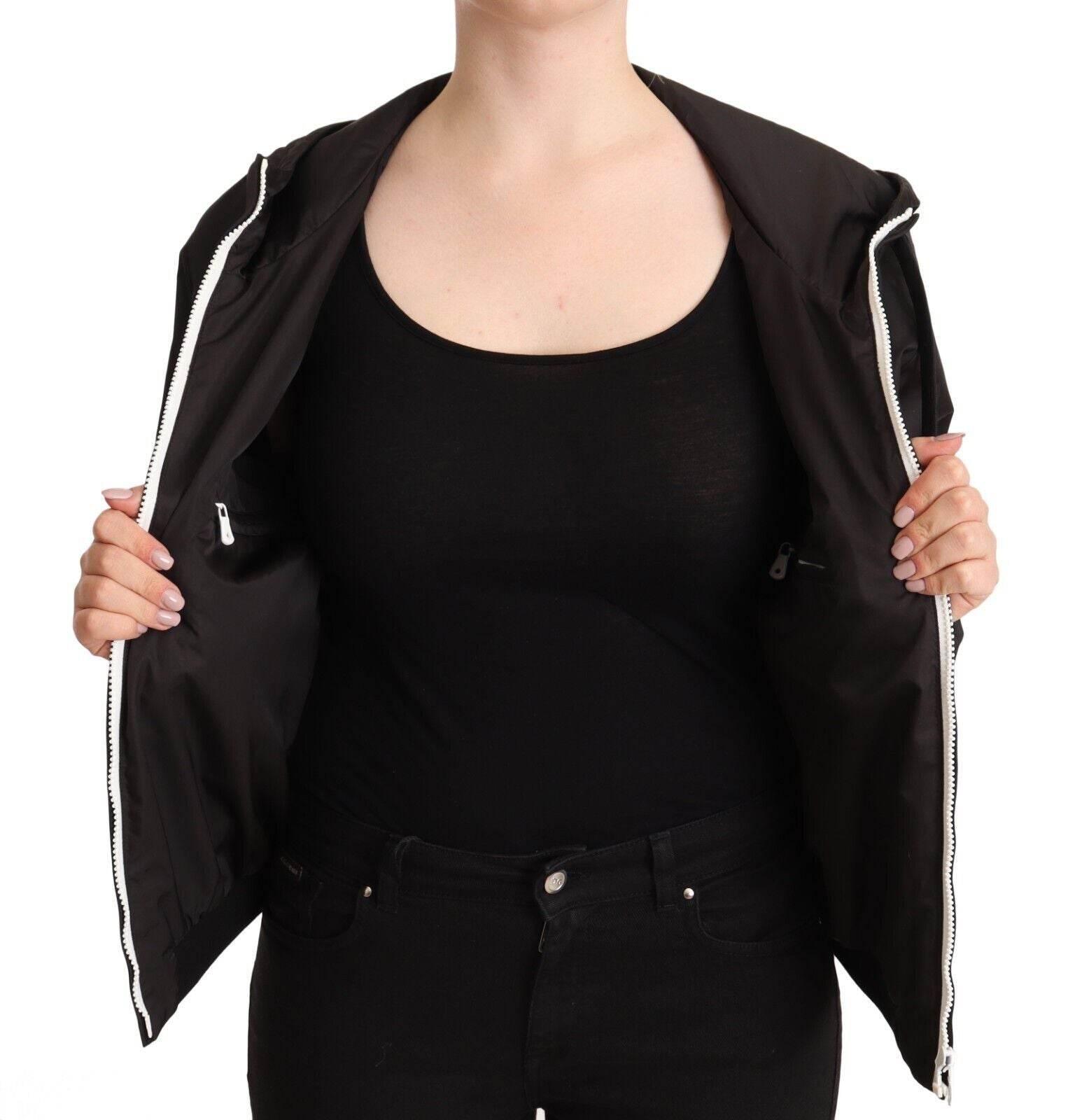 Dolce & Gabbana Black Polyester Hooded Bomber Full Zip Jacket - Hilstor