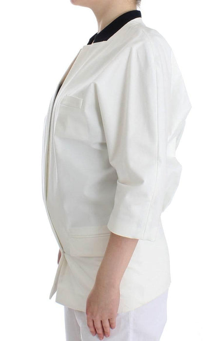 Andrea Pompilio Chic White Cotton Blend Blazer - Hilstor