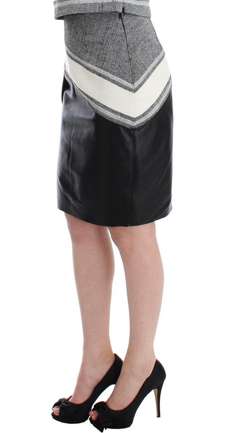 Sachin & Babi Elegant Leather Liza Skirt in Black and Gray - Hilstor