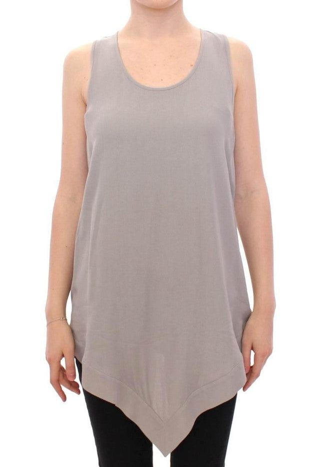 Comeforbreakfast Gray Viscose Tank Top Shirt Blouse - Hilstor