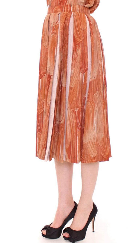 Licia Florio Orange Brown Below-Knee Chic Skirt - Hilstor