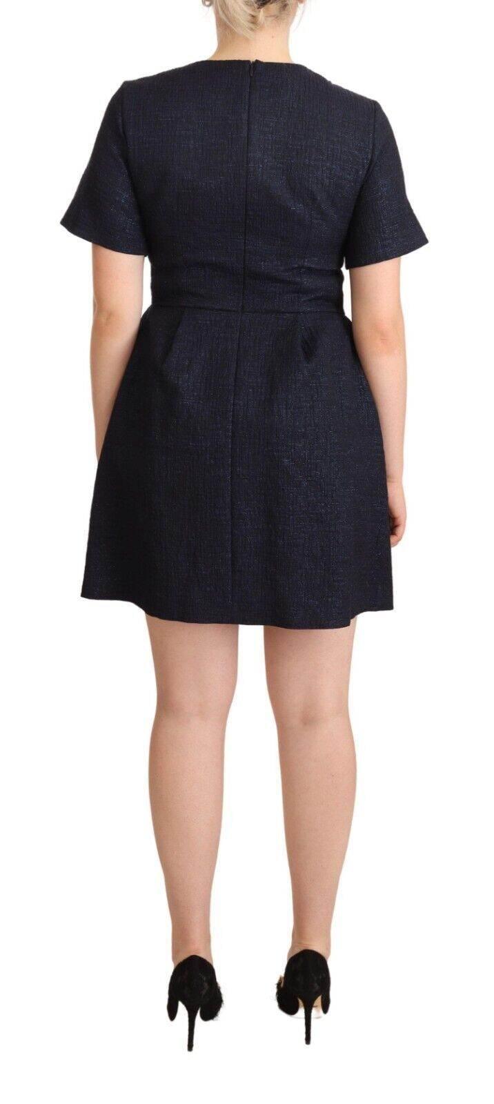 L'Autre Chose Black Embellished Short Sleeves Mini A-line Dress - Hilstor