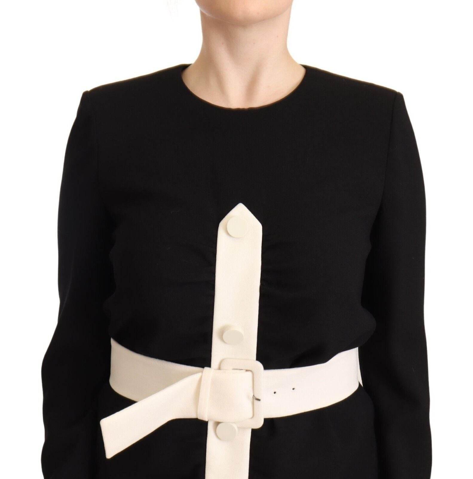 Givenchy Elegant Black Wool Mini Dress with Belt - Hilstor