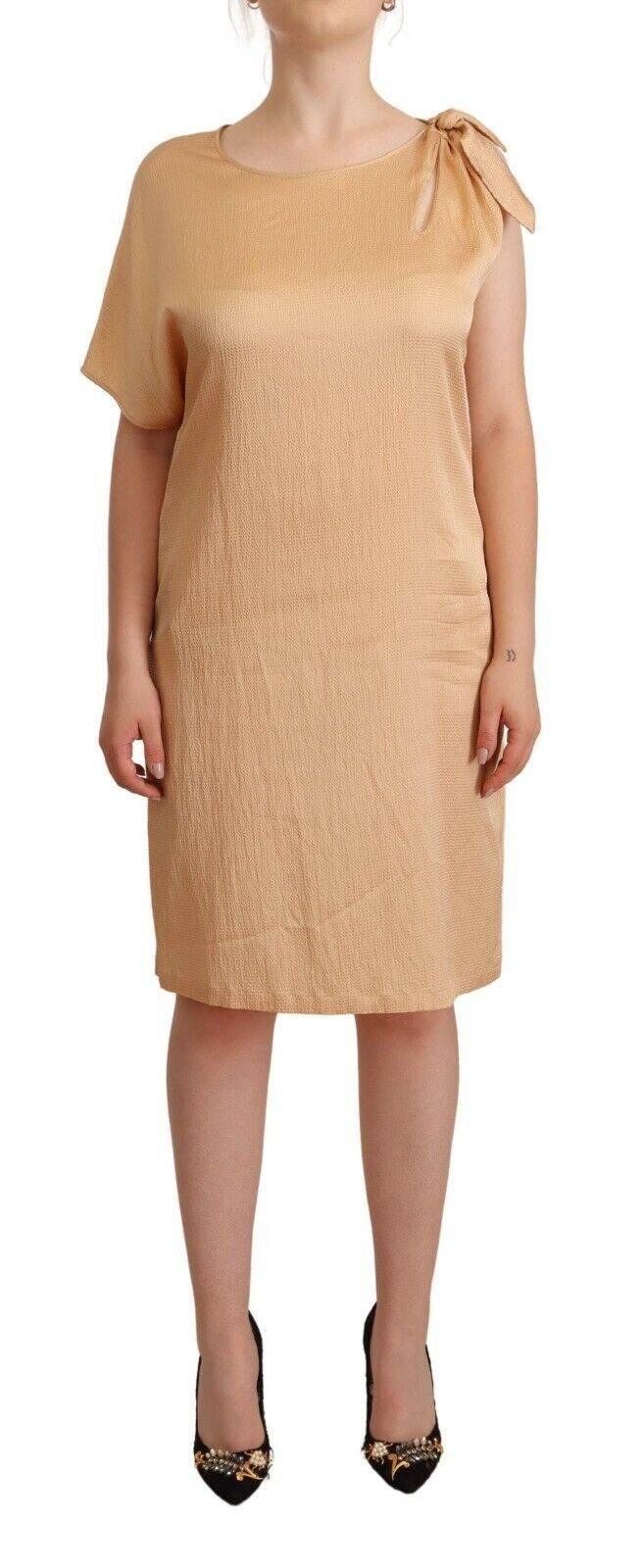 Moschino Beige One Sleeve Knee Length Shift Dress - Hilstor