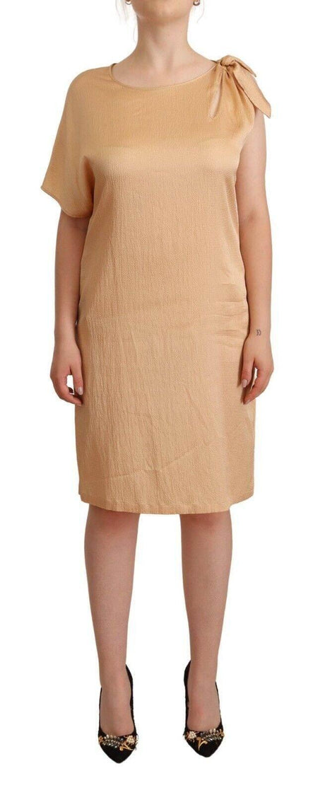 Moschino Beige One Sleeve Knee Length Shift Dress - Hilstor
