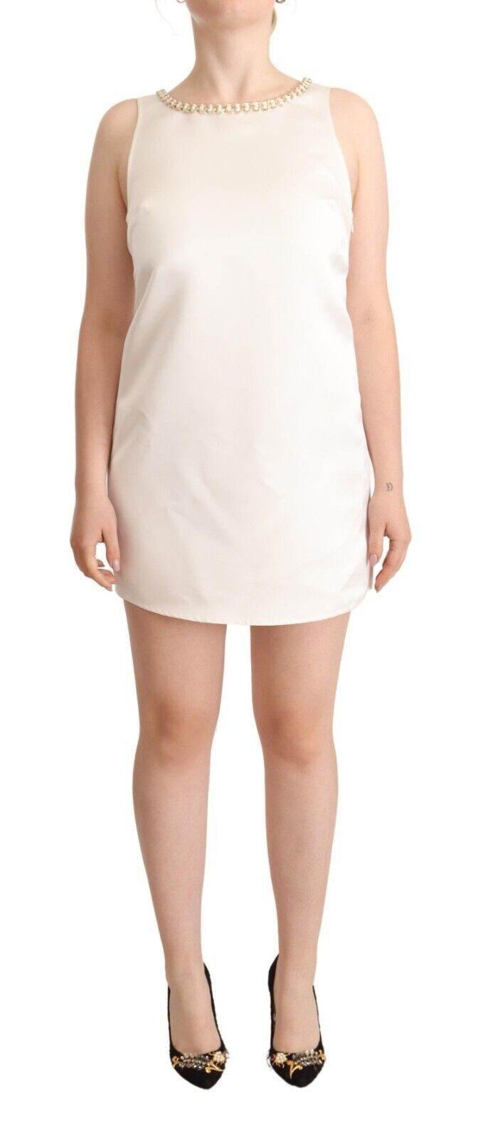 Elisabetta Franchi White Polyester Sleeveless Mini Shift Dress - Hilstor
