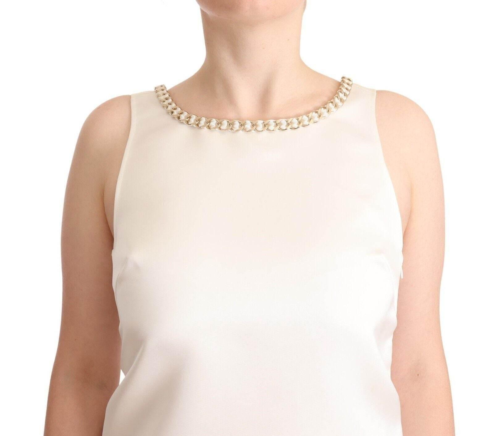 Elisabetta Franchi White Polyester Sleeveless Mini Shift Dress - Hilstor