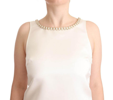 Elisabetta Franchi White Polyester Sleeveless Mini Shift Dress - Hilstor