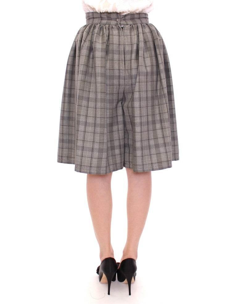 NOEMI ALEMÁN Elegant Gray Checkered Wool Shorts Skirt - Hilstor
