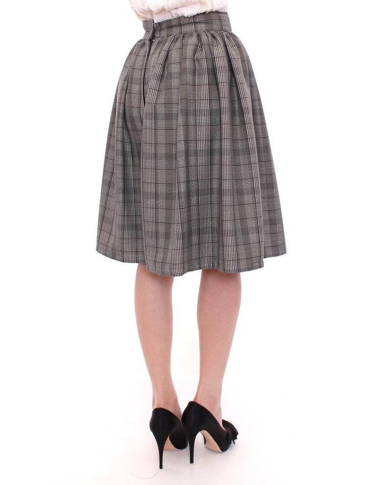 NOEMI ALEMÁN Elegant Gray Checkered Wool Shorts Skirt - Hilstor